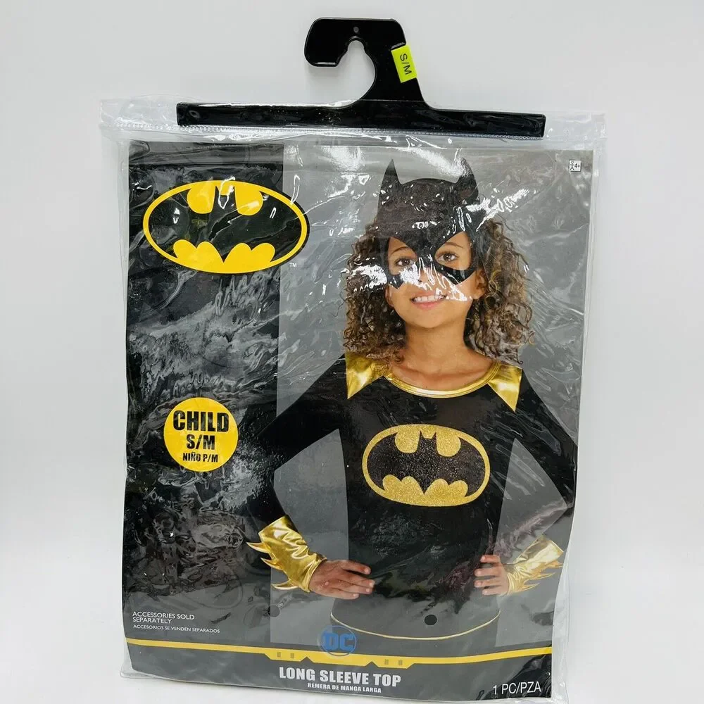 Batgirl DC Comics Girl's S/M Long Sleeve Top Black Halloween Costume New